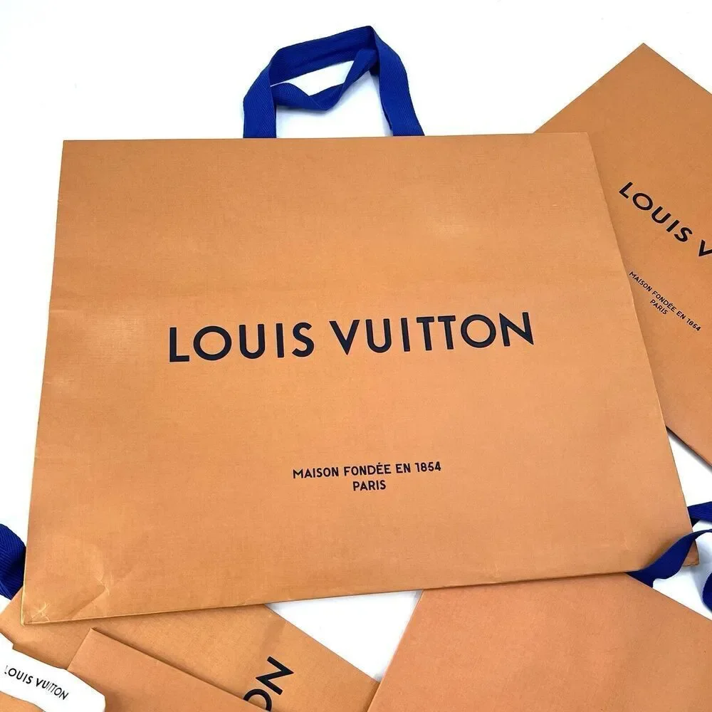Louis Vuitton LOT Various Sizes Orange Gift Tote Bags & Card With Ribbon